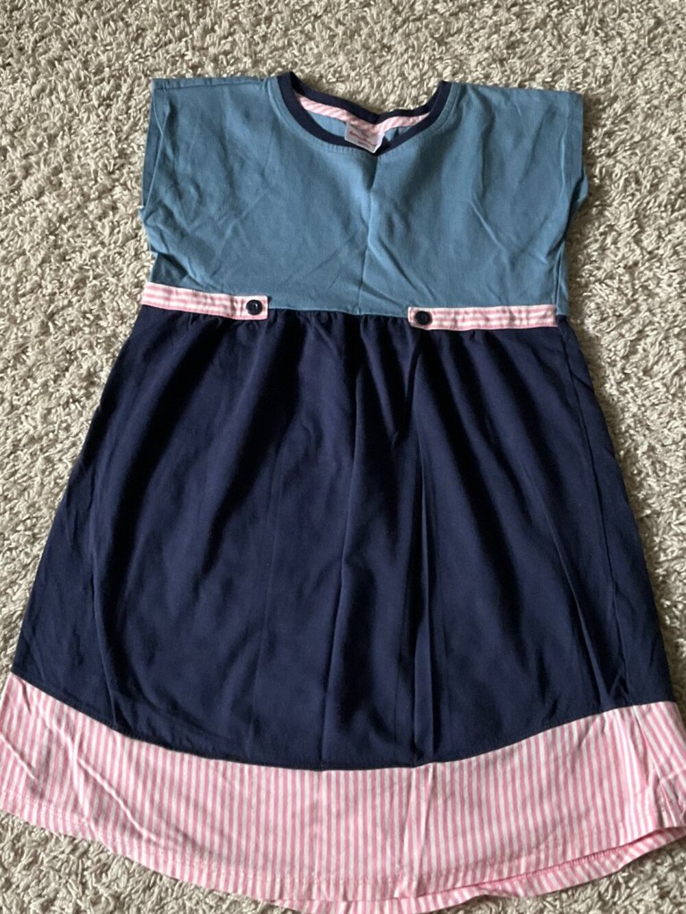 Hanna Andersson Playground Dress. Size  140 (US 10). Navy Pink.